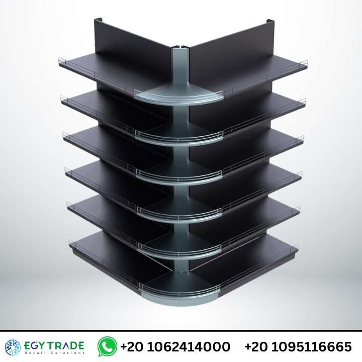 وحدات أرفف حائطية بزاوية خارجية ضمن تجهيزات السوبر ماركت من إيجي تريد