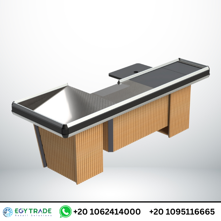 Checkout Counter U-Shaped With Belt – Supermarket Equipment by Egytrade